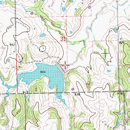 Topographic Map of Big Wewoka Creek Site 4 Reservoir, OK