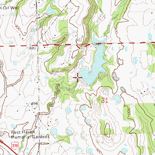 Topographic Map of Big Wewoka Creek Site 13 Reservoir, OK