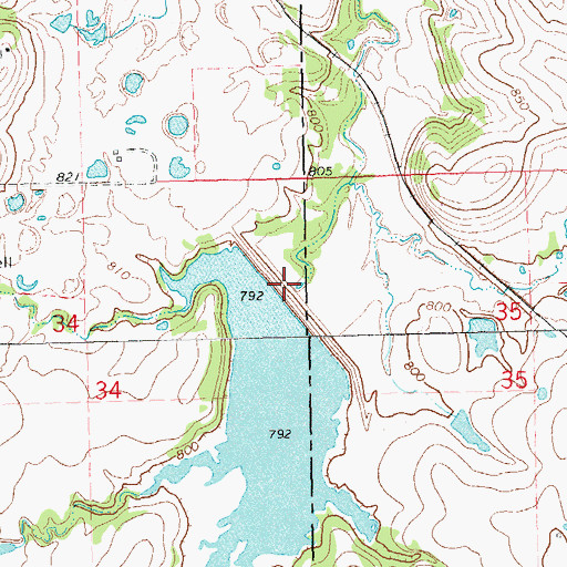 Topographic Map of Big Wewoka Creek Site 33 Dam, OK
