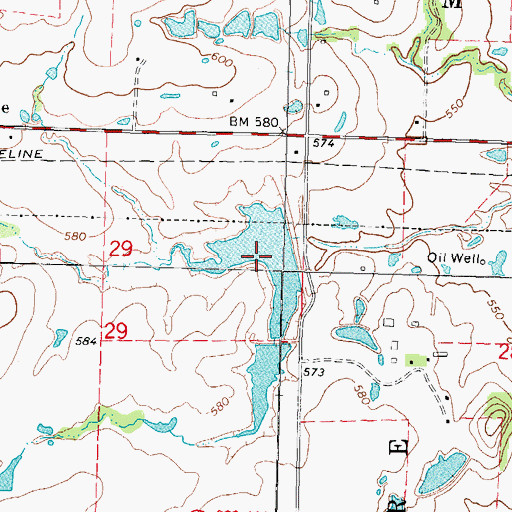 Topographic Map of Cane Creek Site 1 Reservoir, OK