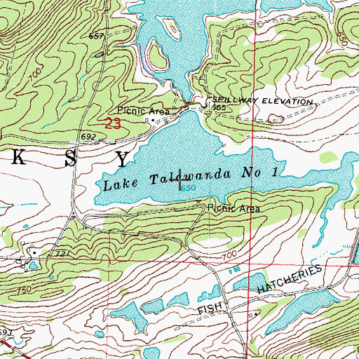 Topographic Map of Talawanda Number 2 Dam, OK