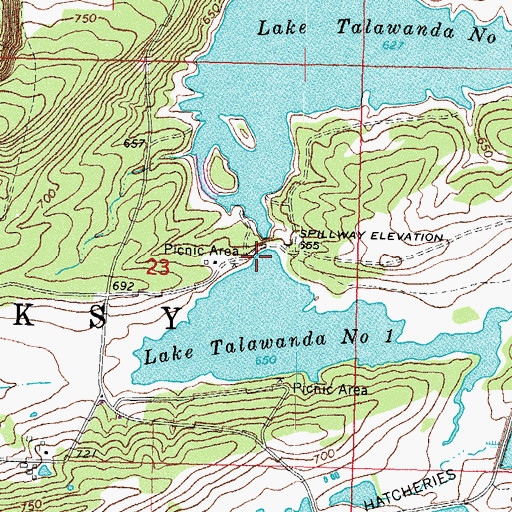 Topographic Map of Talawanda Number 1 Dam, OK