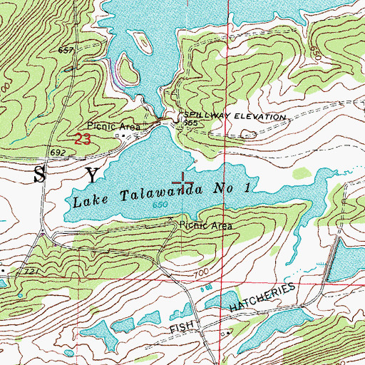 Topographic Map of Lake Talawanda Number One, OK