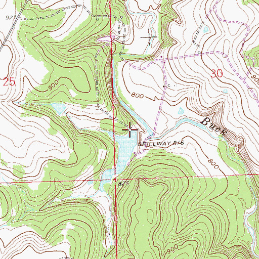 Topographic Map of Oknoname 113095 Dam, OK