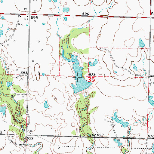 Topographic Map of Cane Creek Site 9 Reservoir, OK