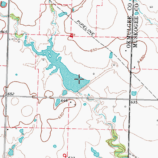 Topographic Map of Cane Creek Site 5 Dam, OK