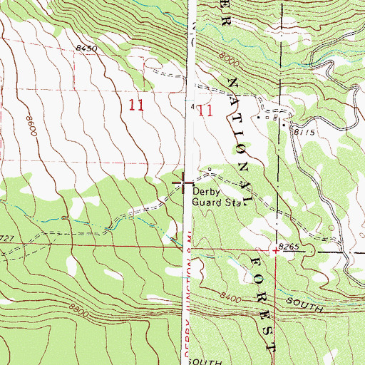 Topographic Map of Derby Guard Station, CO