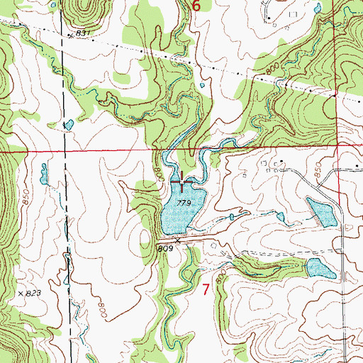 Topographic Map of Little Deep Fork Creek Site 54 Reservoir, OK