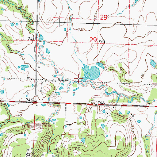 Topographic Map of Oknoname 111024 Dam, OK