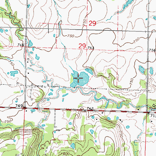 Topographic Map of Oknoname 111024 Reservoir, OK
