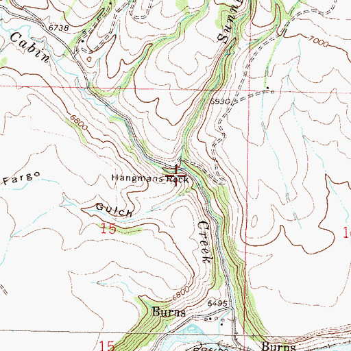 Topographic Map of Hangmans Rock, CO