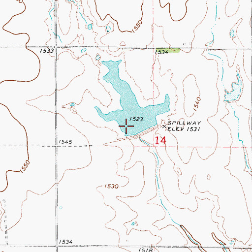 Topographic Map of Tri-County Turkey Creek Site 7 Dam, OK
