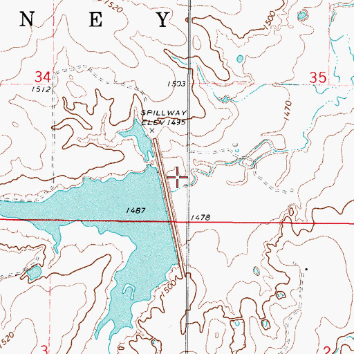 Topographic Map of Tri-County Turkey Creek Site 10 Dam, OK