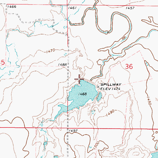 Topographic Map of Tri-County Turkey Creek Site 11 Reservoir, OK