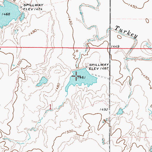 Topographic Map of Tri-County Turkey Creek Site 12 Reservoir, OK