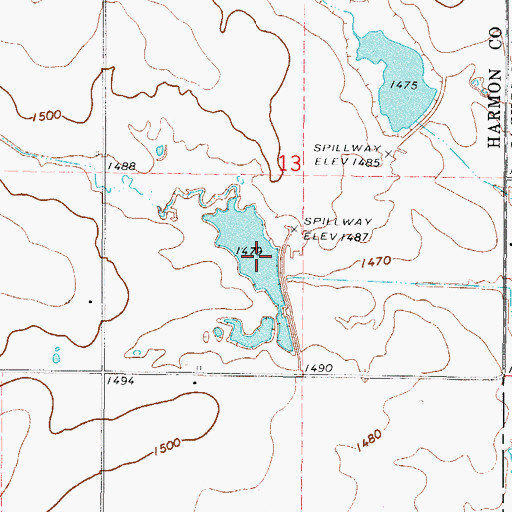 Topographic Map of Tri-County Turkey Creek Site 21 Dam, OK