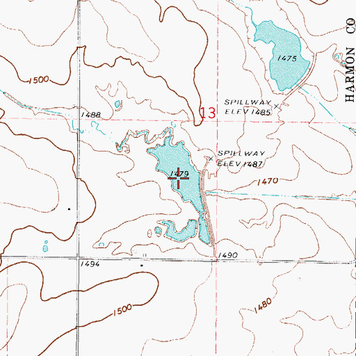 Topographic Map of Tri-County Turkey Creek Site 21 Reservoir, OK
