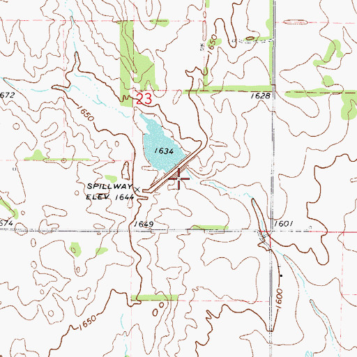 Topographic Map of Tri-County Turkey Creek Site 14a Dam, OK