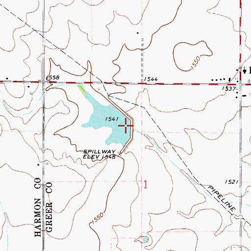 Topographic Map of Tri-County Turkey Creek Site 15 Dam, OK