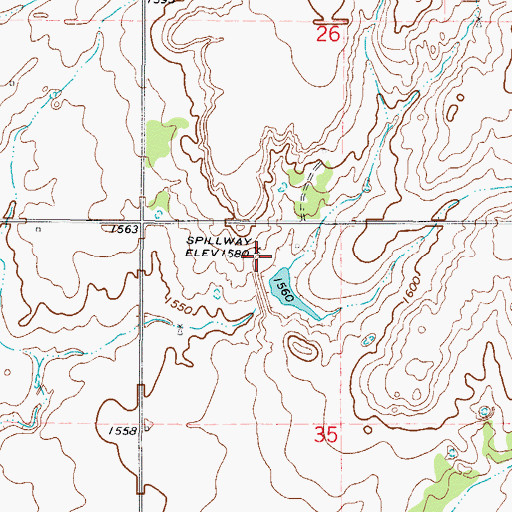 Topographic Map of Tri-County Turkey Creek Site 16a Dam, OK