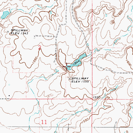 Topographic Map of Tri-County Turkey Creek Site 18 Dam, OK