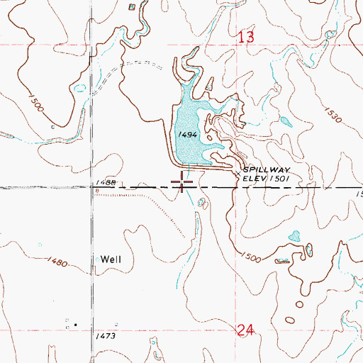 Topographic Map of Tri-County Turkey Creek Site 29a Dam, OK