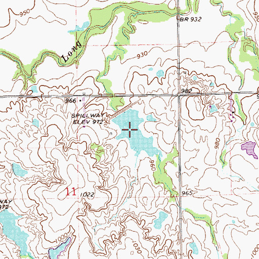 Topographic Map of Long Branch Creek Site 9 Reservoir, OK