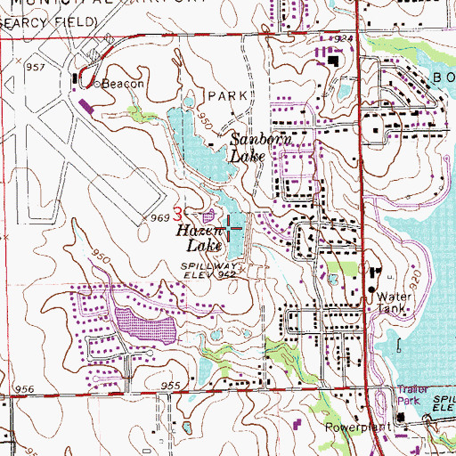 Topographic Map of Hazen Lake, OK