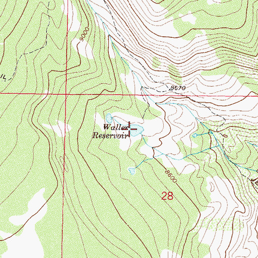 Topographic Map of Waller Reservoir, CO