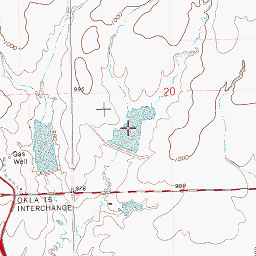 Topographic Map of Upper Red Rock Creek Site 5 Reservoir, OK