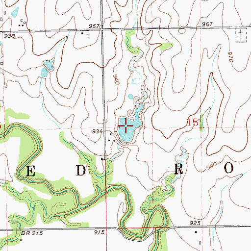 Topographic Map of Upper Red Rock Creek Site 1 Reservoir, OK