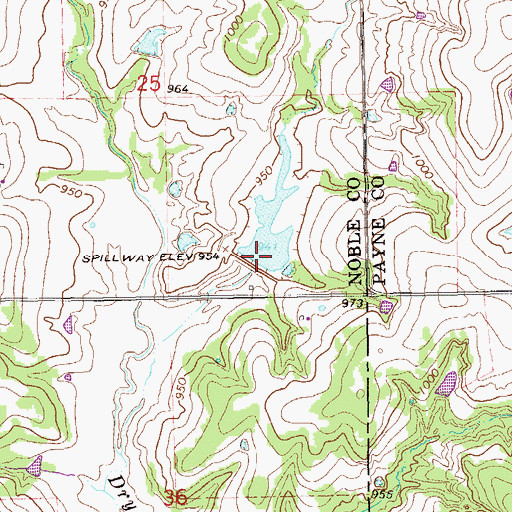 Topographic Map of Stillwater Creek Site 37 Dam, OK