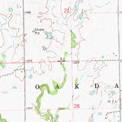 Topographic Map of Upper Black Bear Creek Site 21 Dam, OK