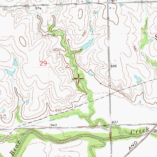 Topographic Map of Upper Black Bear Creek Site 14 Dam, OK