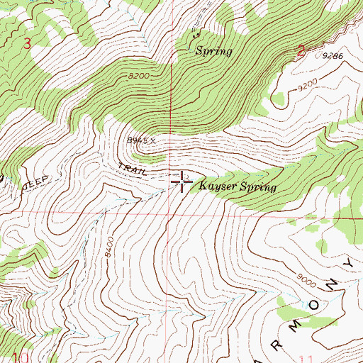 Topographic Map of Kayser Spring, CO