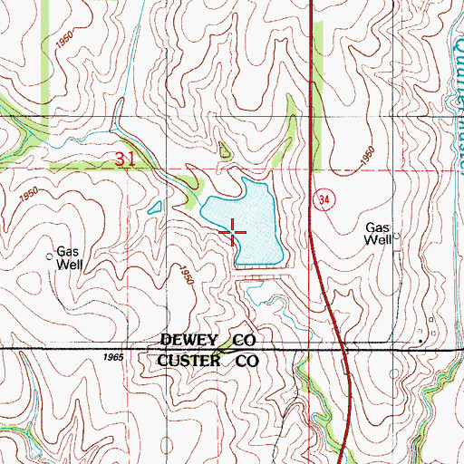Topographic Map of Quartermaster Site 20 Reservoir, OK
