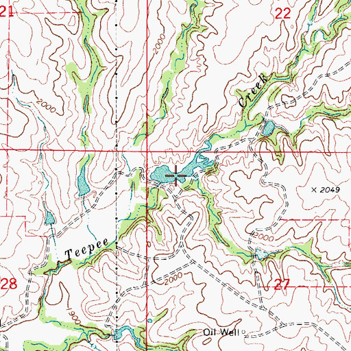 Topographic Map of Barnes Number 3 Reservoir, OK