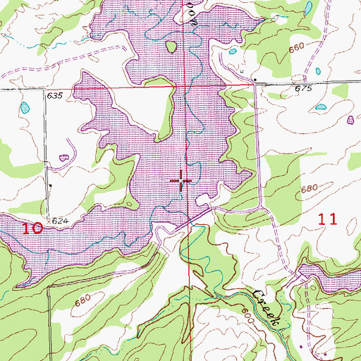 Topographic Map of Caney Coon Creek Site 2 Reservoir, OK
