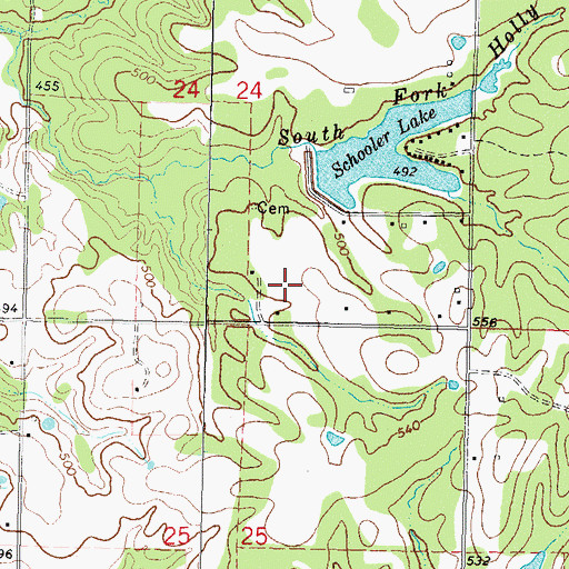 Topographic Map of Schooler Lake Dam, OK