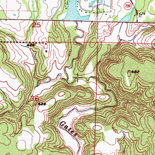 Topographic Map of Lake Raymond Gary, OK