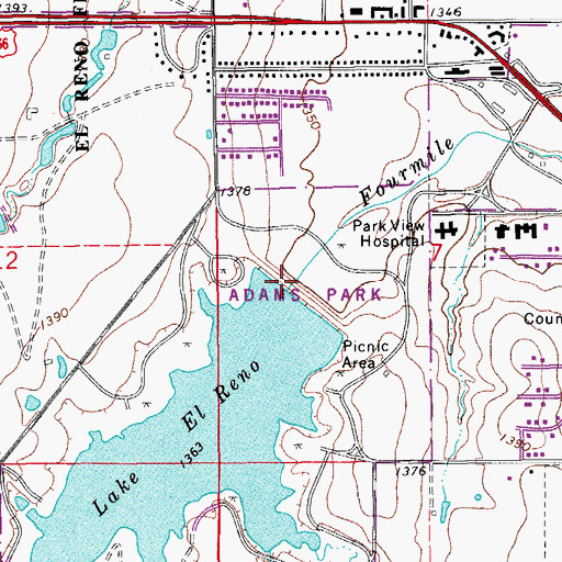 Topographic Map of Four Mile Creek Site 1 Dam, OK