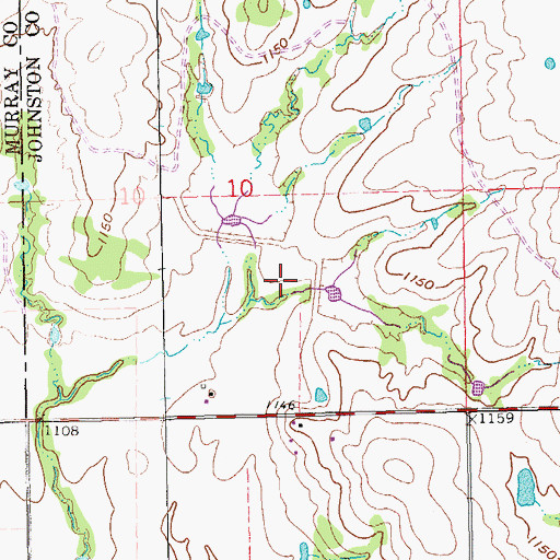 Topographic Map of Mill Creek Watershed Site 12 Reservoir, OK