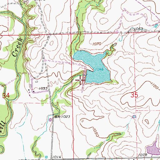 Topographic Map of Mill Creek Watershed Site 15 Dam, OK