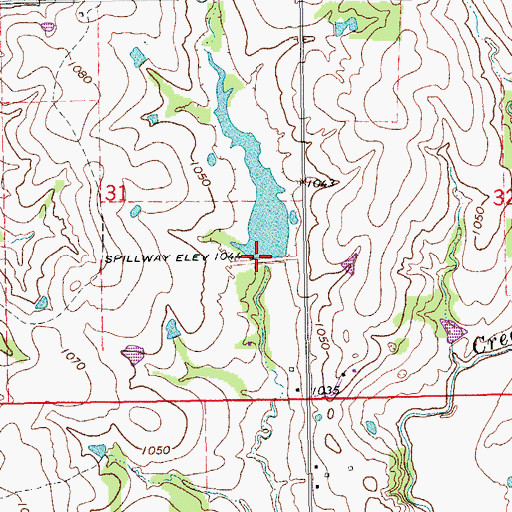 Topographic Map of Rock Creek Site 2 Dam, OK