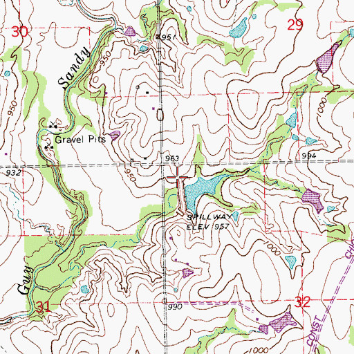 Topographic Map of Rock Creek Site 8 Reservoir, OK