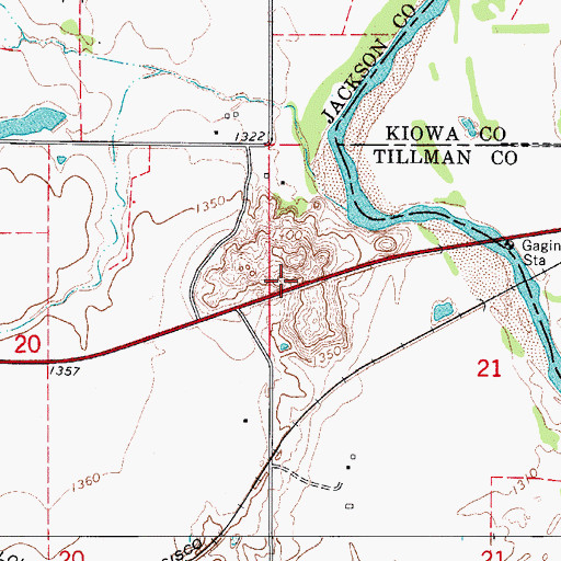 Topographic Map of Kickapoo Sandy Creek Site K2 Reservoir, OK