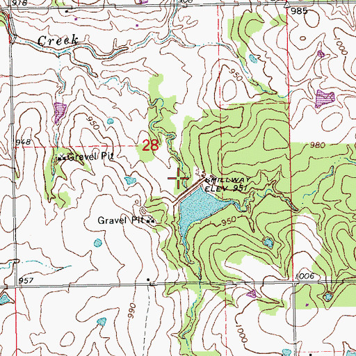Topographic Map of Kickapoo Sandy Creek Site K4 Dam, OK