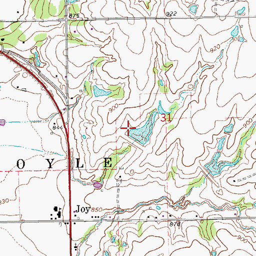 Topographic Map of Kickapoo Sandy Creek Site K5 Dam, OK