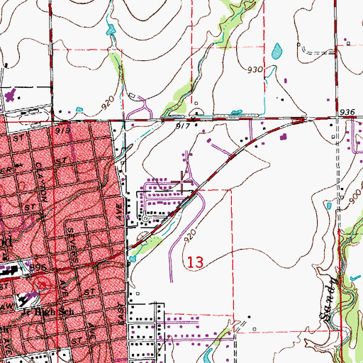 Topographic Map of Kickapoo Sandy Creek Site K7 Reservoir, OK