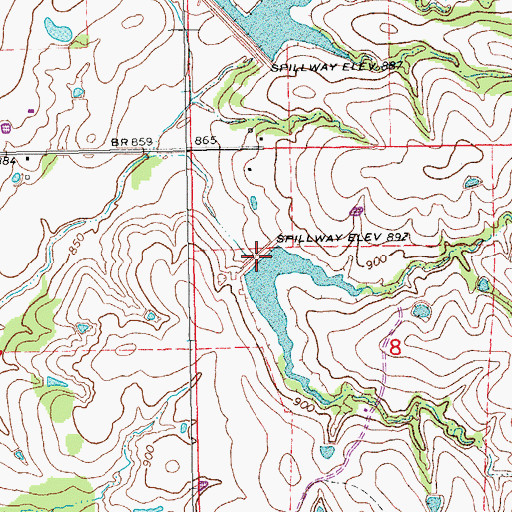 Topographic Map of Kickapoo Sandy Creek Site Bj2 Dam, OK
